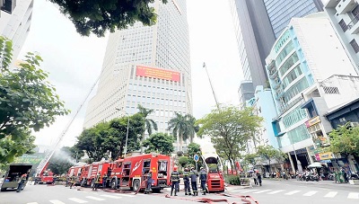 Diễn tập phương án Chữa cháy và CNCH Tòa nhà Vietcombank Tower