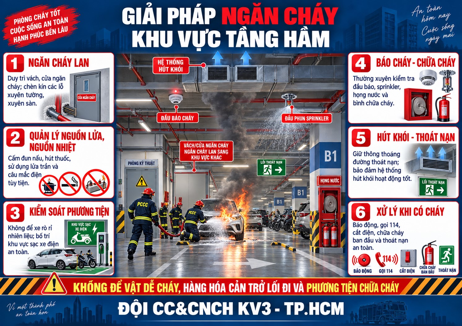 Giải pháp ngăn cháy đối với khu vực tầng hầm trong tòa nhà