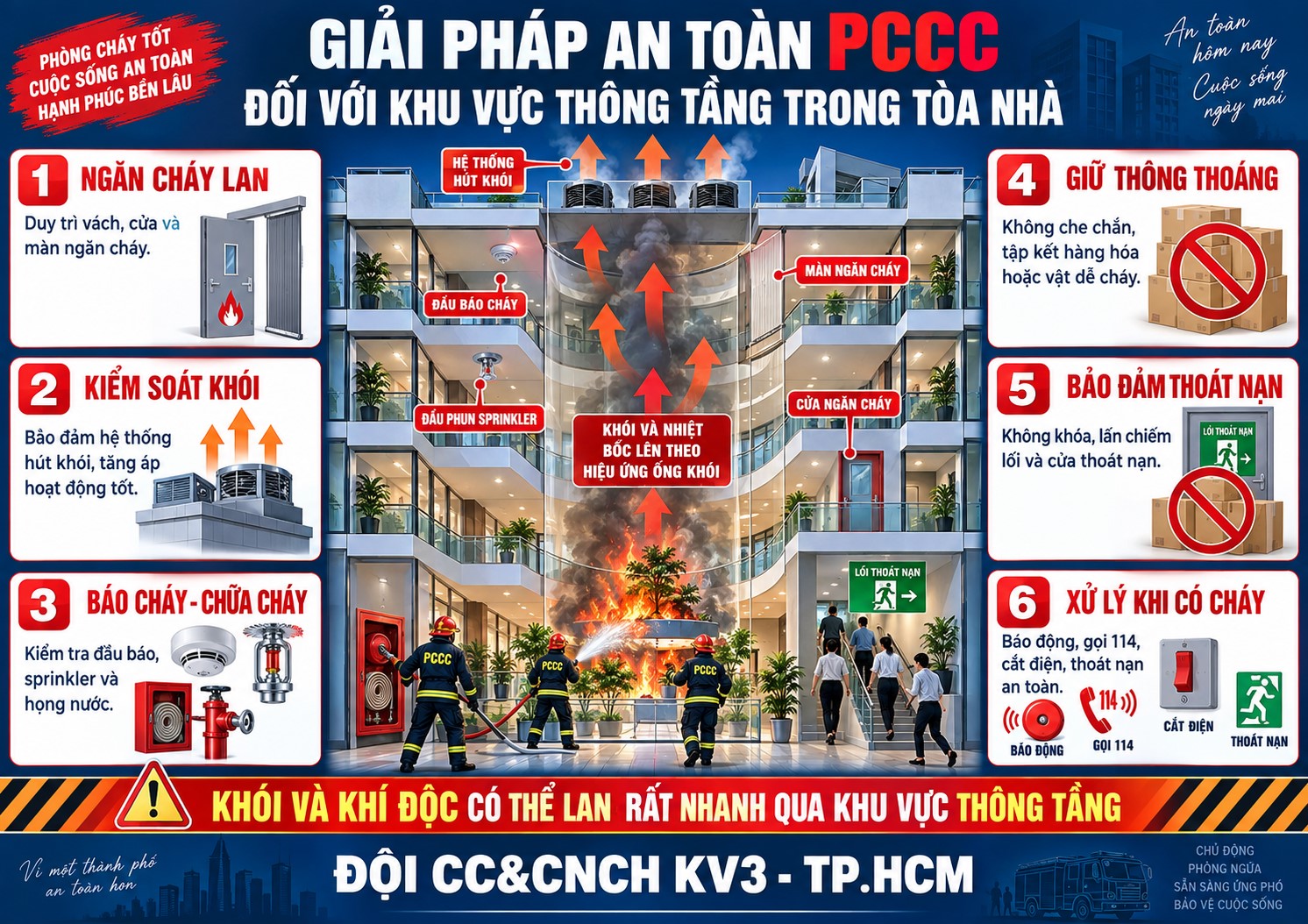 Giải pháp bảo đảm an toàn phòng cháy, chữa cháy đối với khu vực thông tầng trong tòa nhà